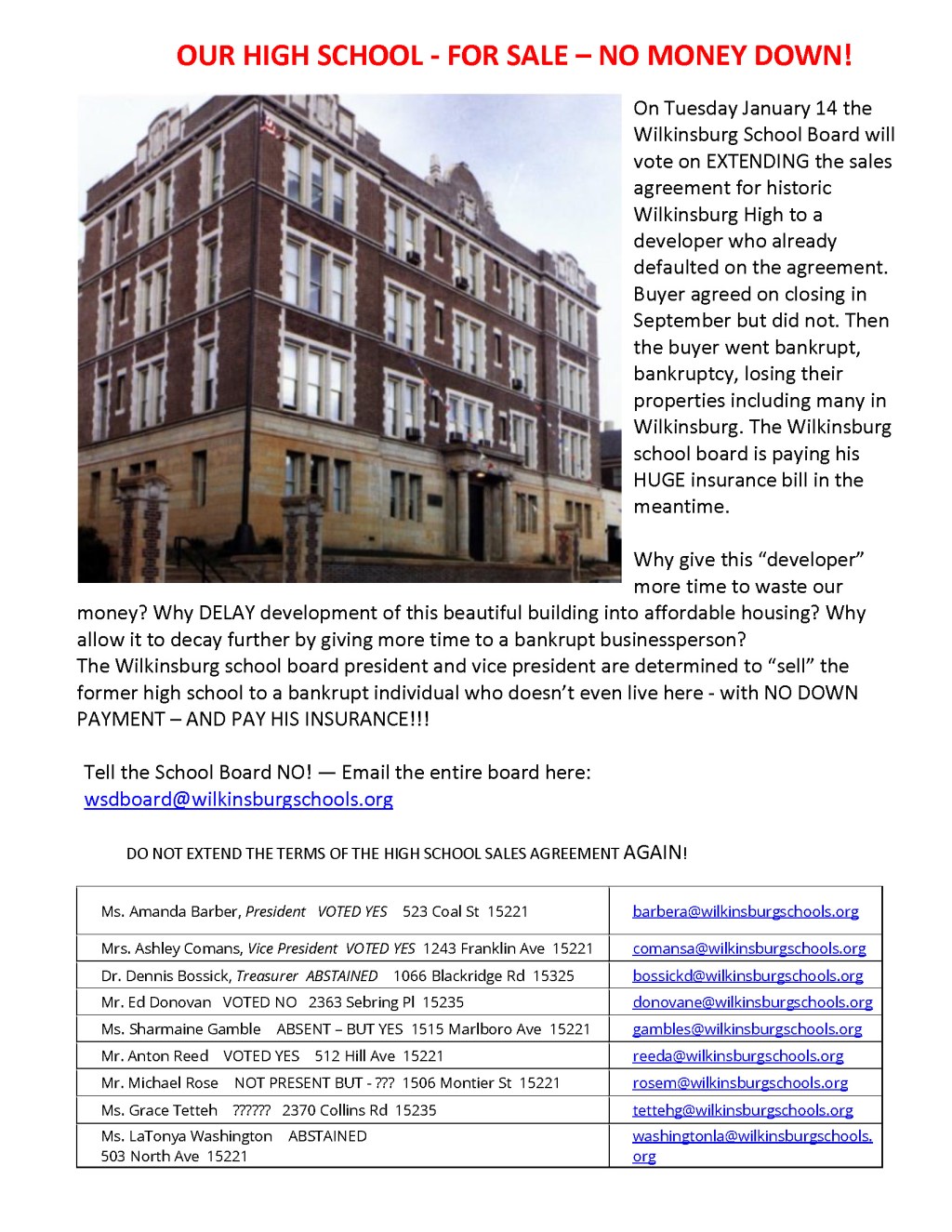 Wilkinsburg Residents and Alum – Speak&nbsp;Up!